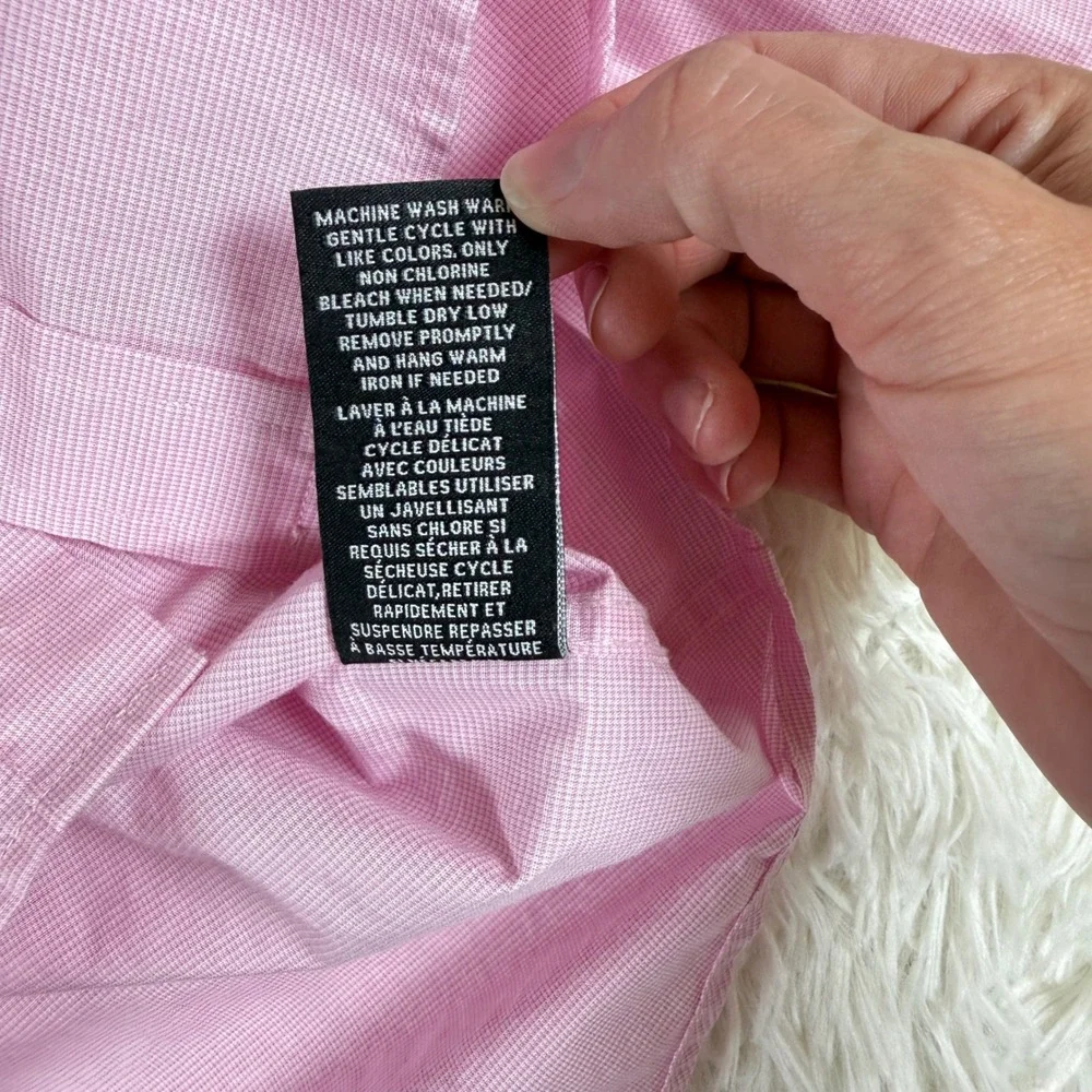 Lauren Ralph Lauren Pink Micro Houndstooth Button Down Shirt Boys 14 Preppy